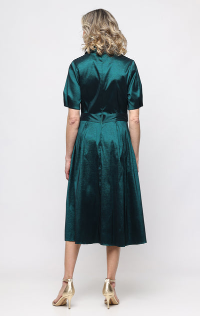 V-Neck Tea-Length Satin Cocktail A-Line Alex Evenings 8166752