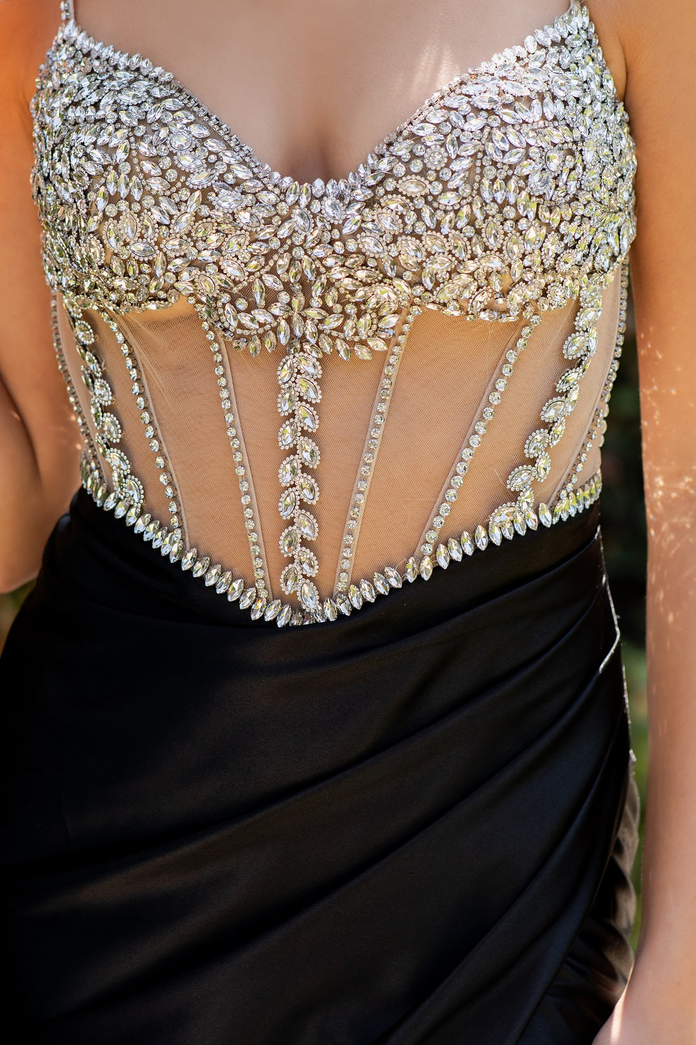 Cinderella Couture 8171J Fitted Long Formal Beaded Prom Slit Dress