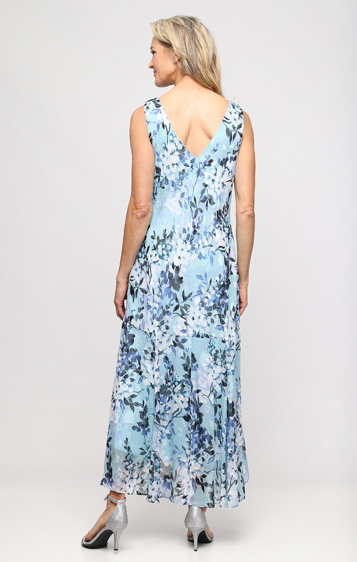 sachin and babi light blue dress Cowl Tea-Length Chiffon Dress – The Dress Outlet