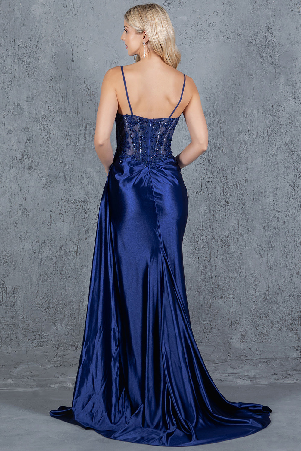 Cinderella Couture 8177J Floral Lace Long Slit Formal Sequin Prom Dress