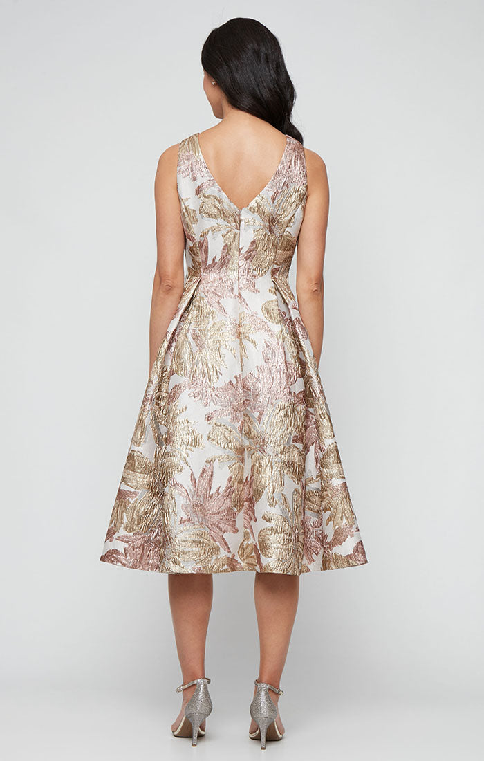 Alex Evenings 8481208 Short Metallic Midi Length Plus Size Cocktail Dress