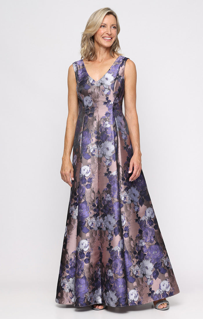 Mother of the Bride Dresses Floral Print Long Formal Mother of the Bride Dress Mauve Multi