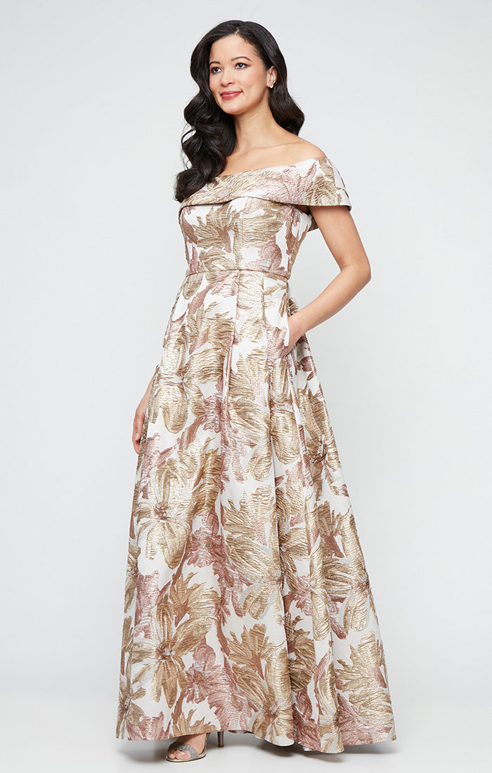 Formal Dresses Floral Ball Gown Long Formal Dress Taupe Multi