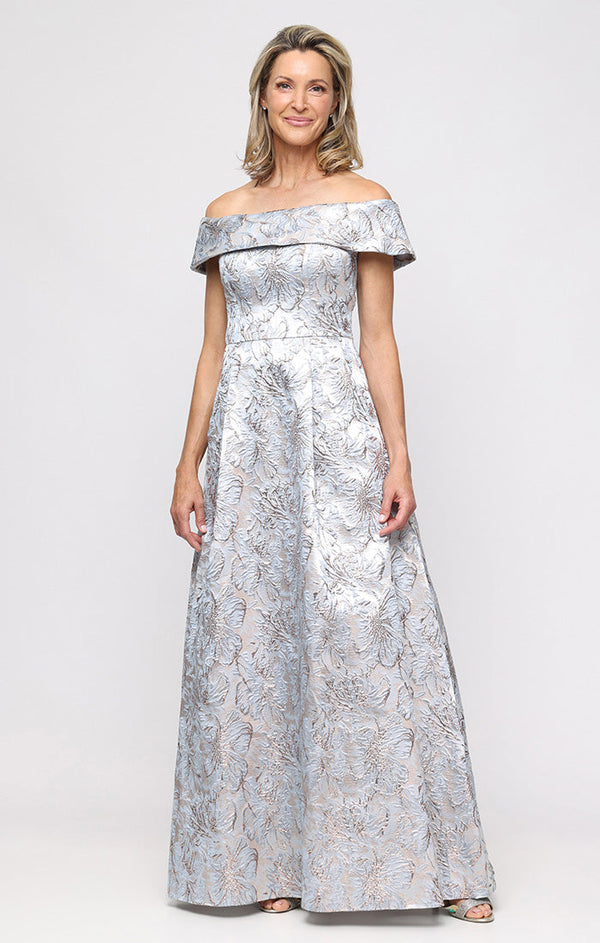 Metallic Floral Ball Gown Formal Long Prom Dress Alex Evenings 8181258