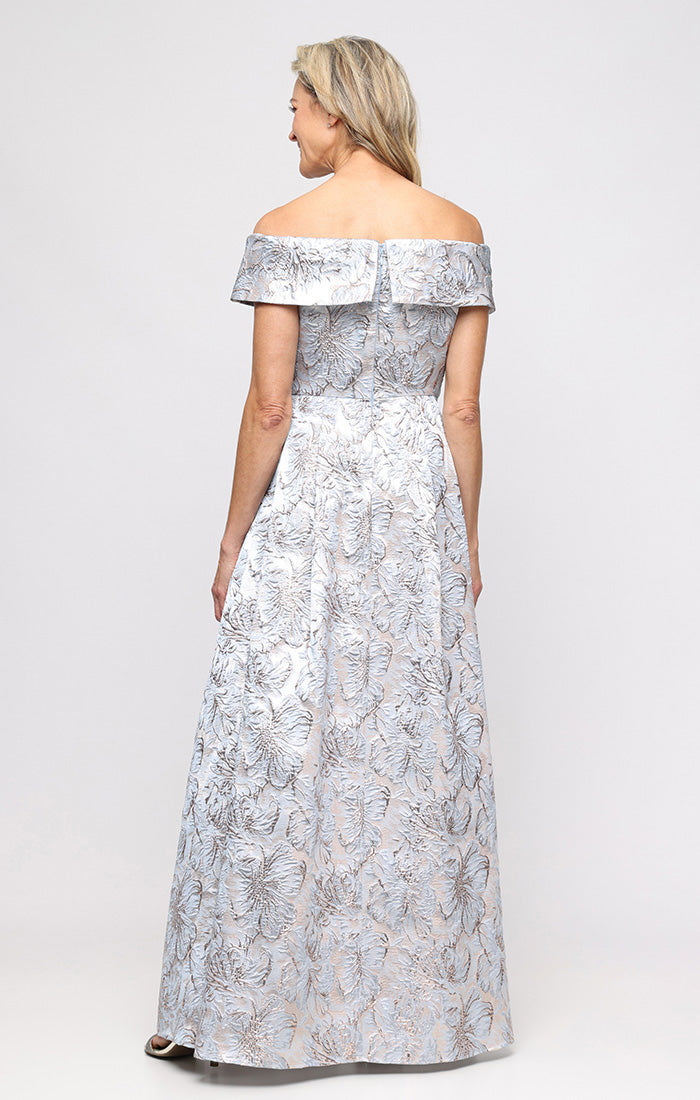 Prom Dresses Metallic Floral Ball Gown Formal Long Prom Dress Alex Evenings 8181258 Periwinkle