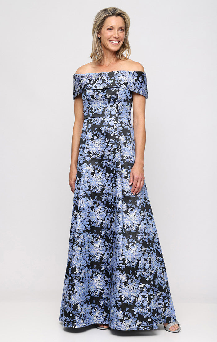 Off-the-Shoulder Floor-Length Mikado Formal A-Line Gown Alex Evenings AE8181260
