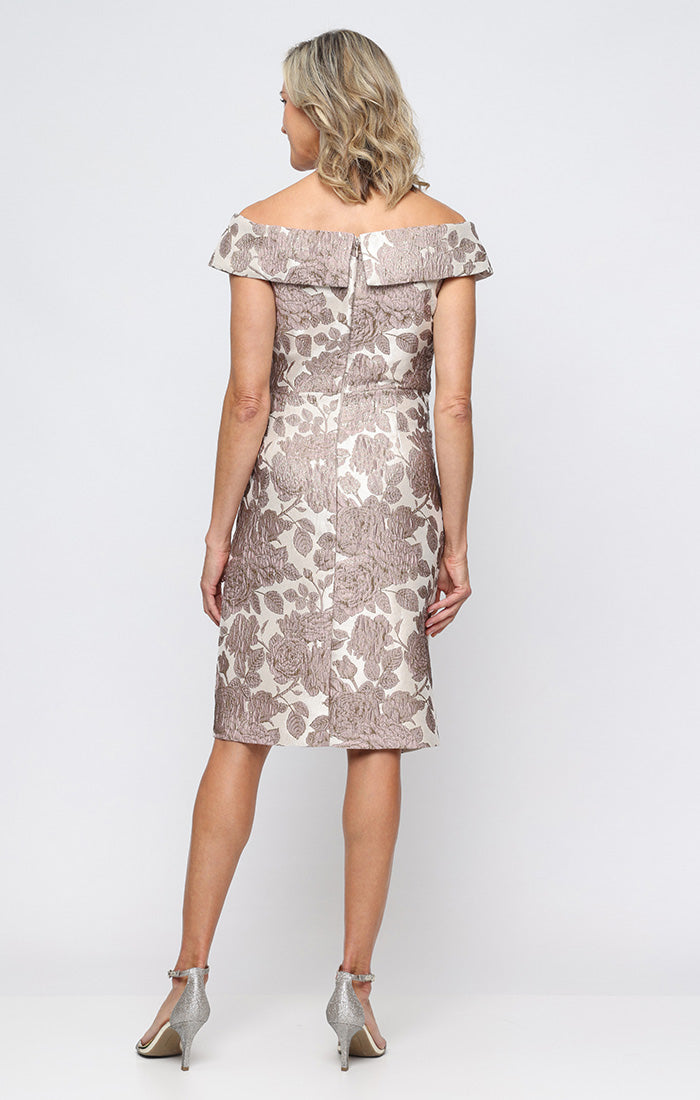 Cocktail Dresses Short Print Cocktail Dress Alex Evenings 8181262 Taupe