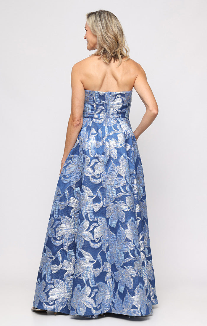 Prom Dresses Metallic Floral Print Formal Long Prom Dress Alex Evenings 8181266 Periwinkle