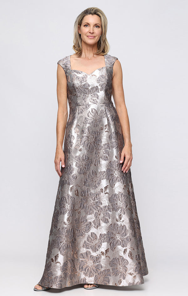 Mauve Multi Sweetheart Floor-Length Jacquard Formal Dress with Structured Bodice Alex Evenings 8181284