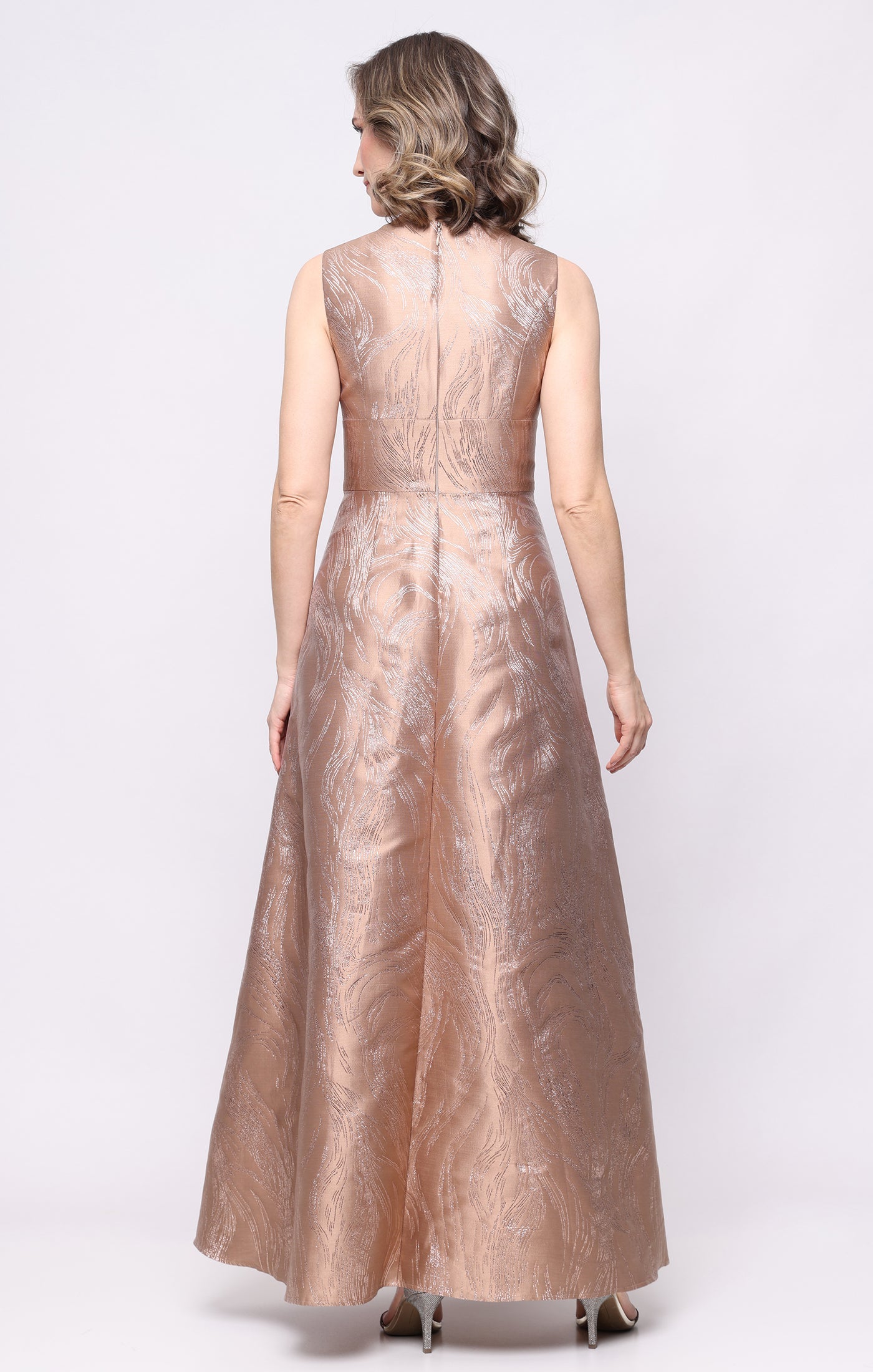 V-Neck Floor-Length Satin Formal Evening A-Line Gown Alex Evenings 8181299