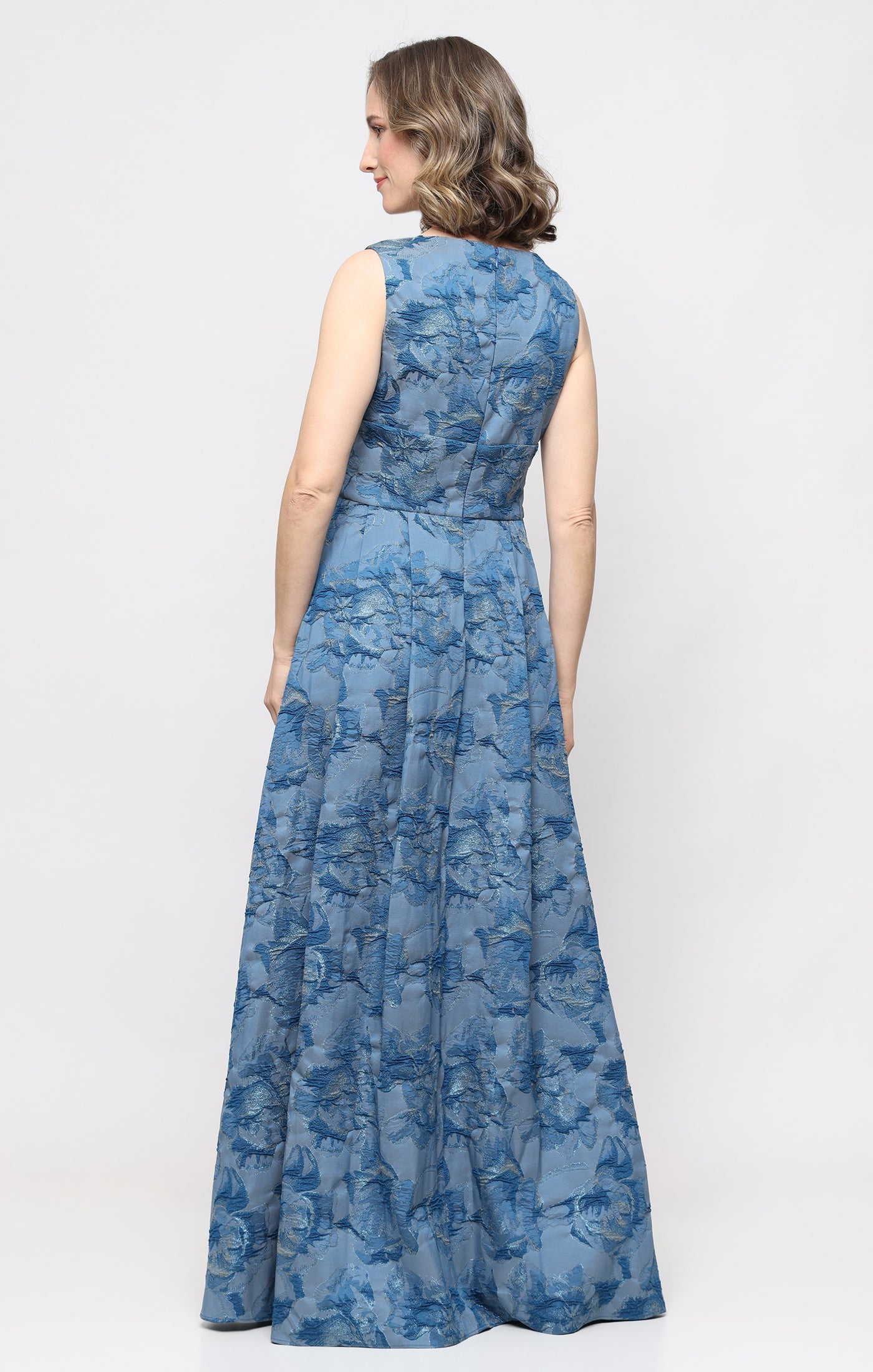 V-Neck Floor-Length Satin Formal A-Line Gown Alex Evenings AE8181300
