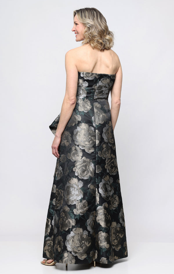 Strapless Curved Neck Floor-Length Satin Formal Fit & Flare Alex Evenings 8181307
