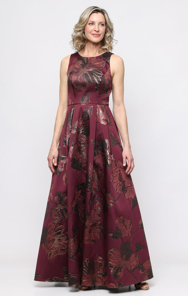 V-Neck Floor-Length Satin Evening A-Line Alex Evenings 8181314