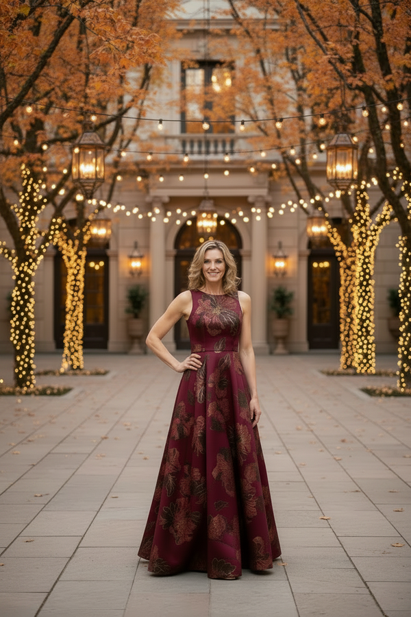 V-Neck Floor-Length Satin Evening A-Line Alex Evenings 8181314