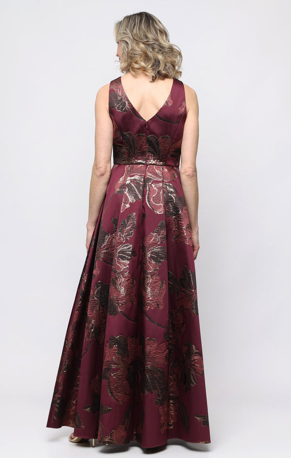 V-Neck Floor-Length Satin Evening A-Line Alex Evenings 8181314