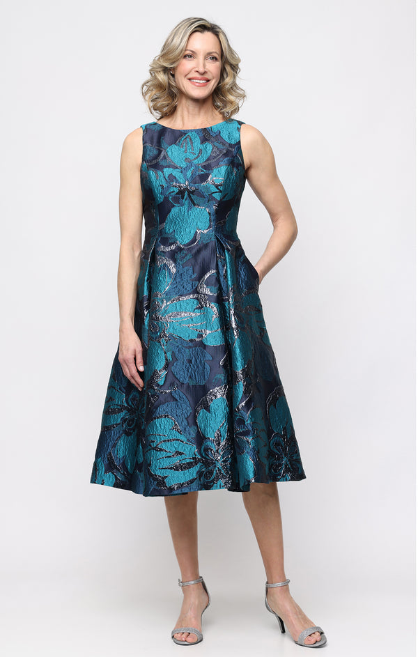 V-Neck Tea-Length Satin Cockrail A-Line Alex Evenings 8181334