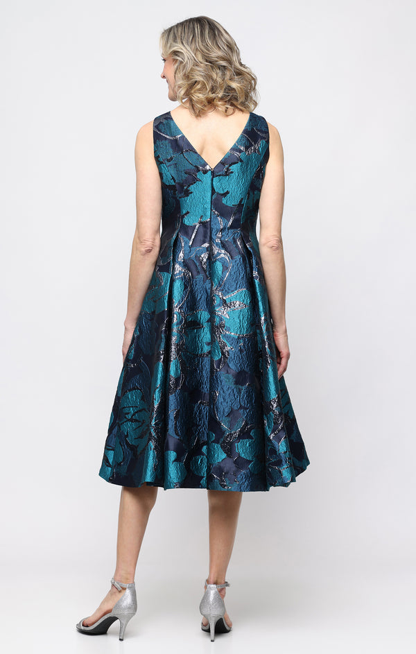 V-Neck Tea-Length Satin Cockrail A-Line Alex Evenings 8181334