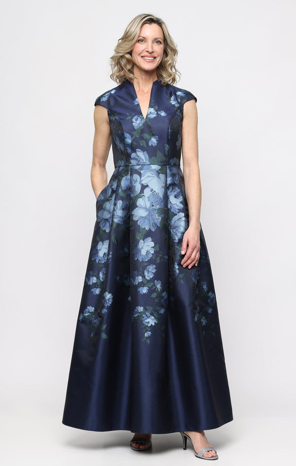 V-Neck Floor-Length Satin Evening Ball Gown Alex Evenings 8181344