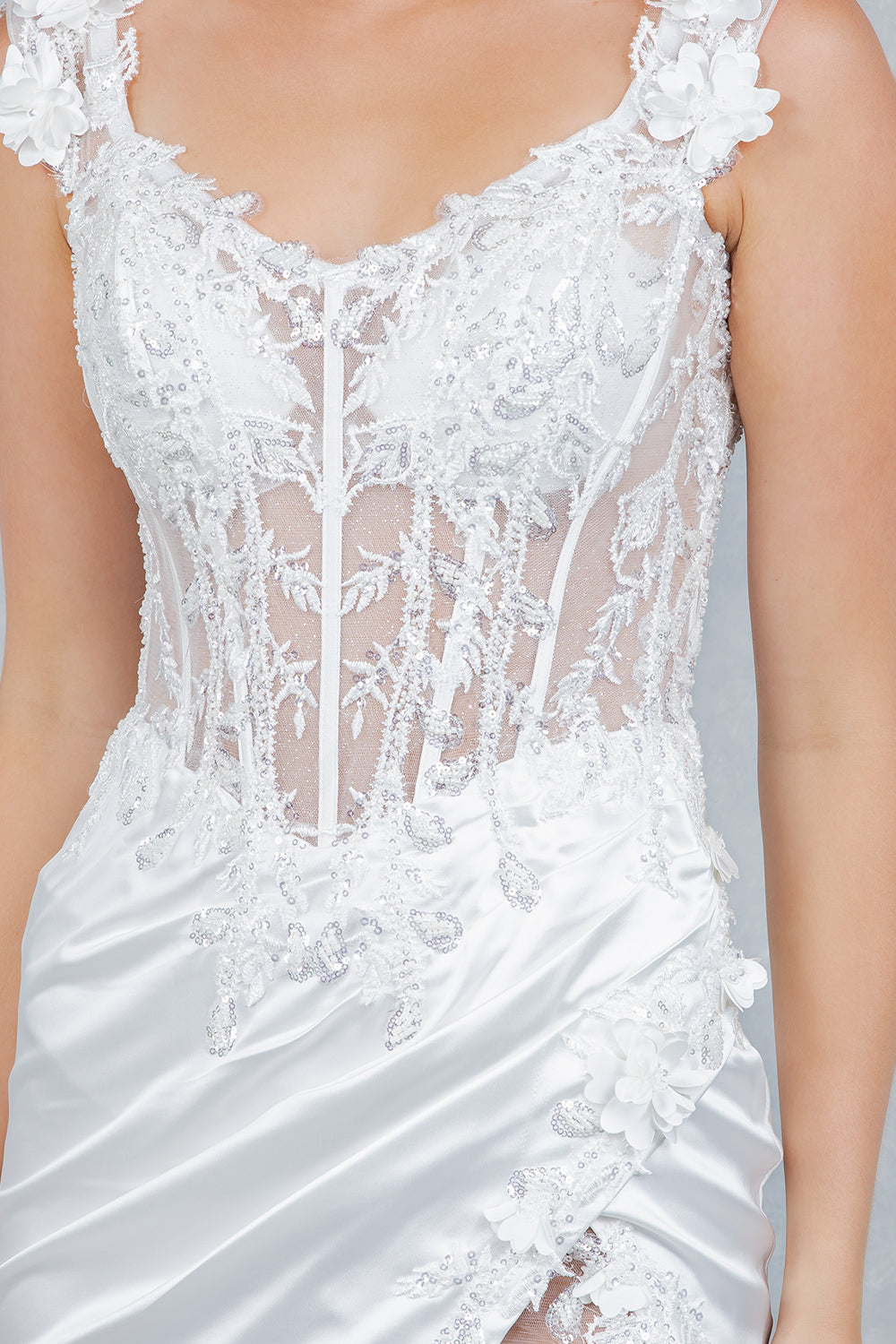 Cocktail Dresses 3D Floral Short Lace Beaded Cocktail Dress Cinderella Couture 8181JS Off White