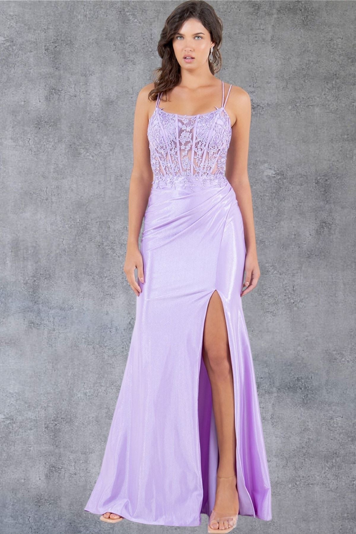 Cinderella Couture 8185J Formal Long Floral Lace Prom Dress