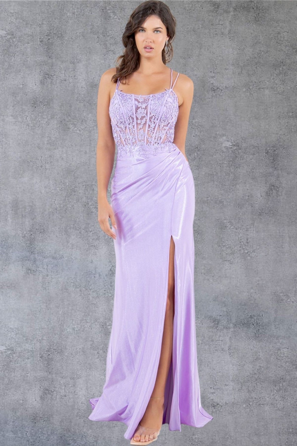 Cinderella Couture 8185J Formal Long Floral Lace Prom Dress
