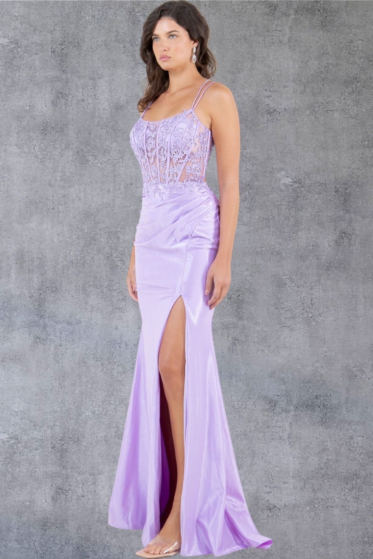 Cinderella Couture 8185J Formal Long Floral Lace Prom Dress