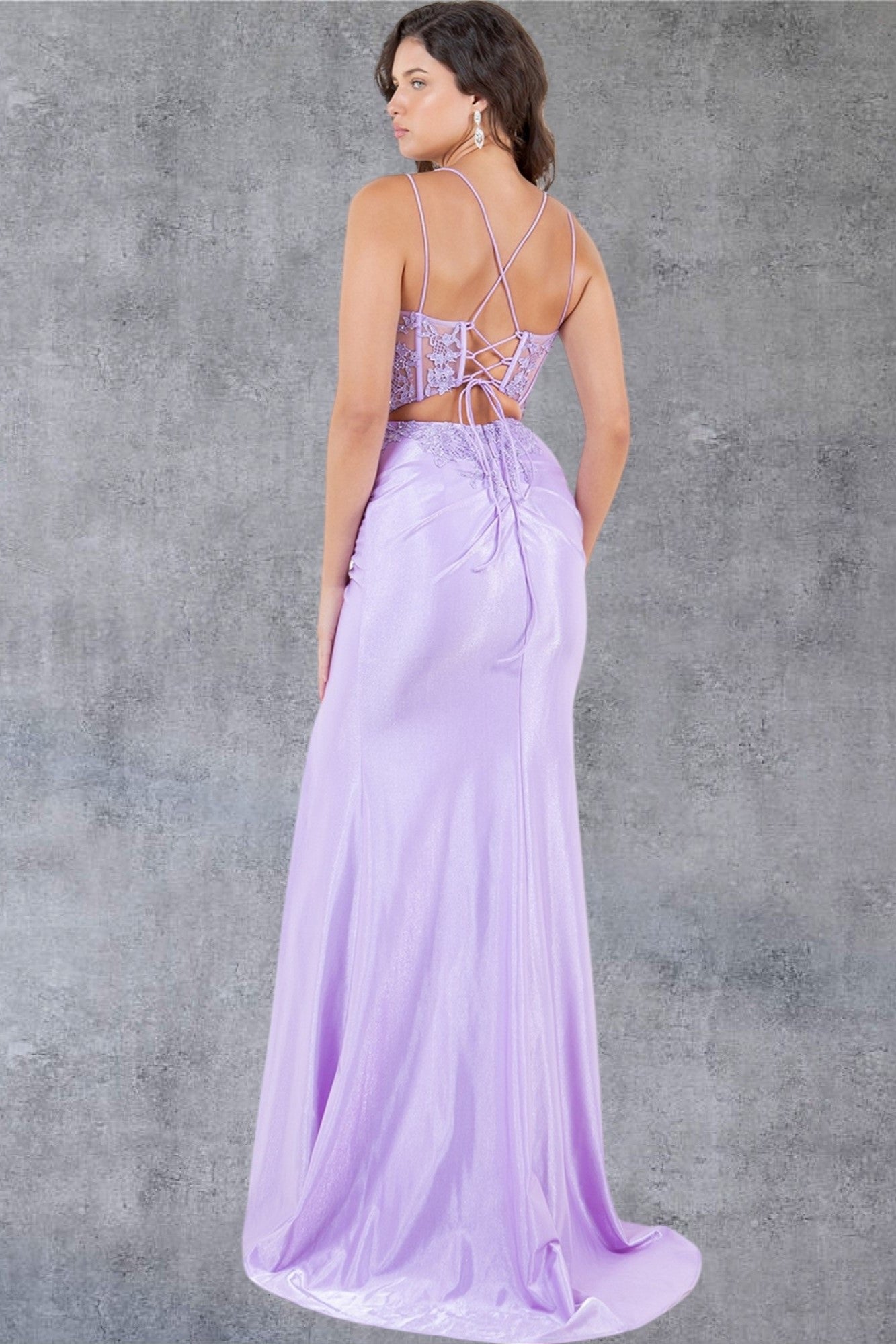 Cinderella Couture 8185J Formal Long Floral Lace Prom Dress