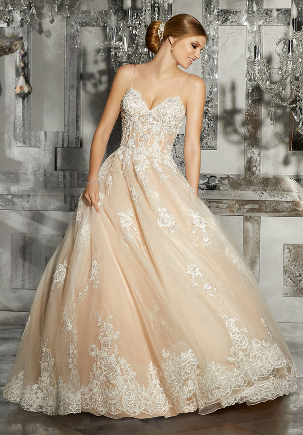 Long Bridal A Line Wedding Dress MGNY Madeline Gardner New York 8187