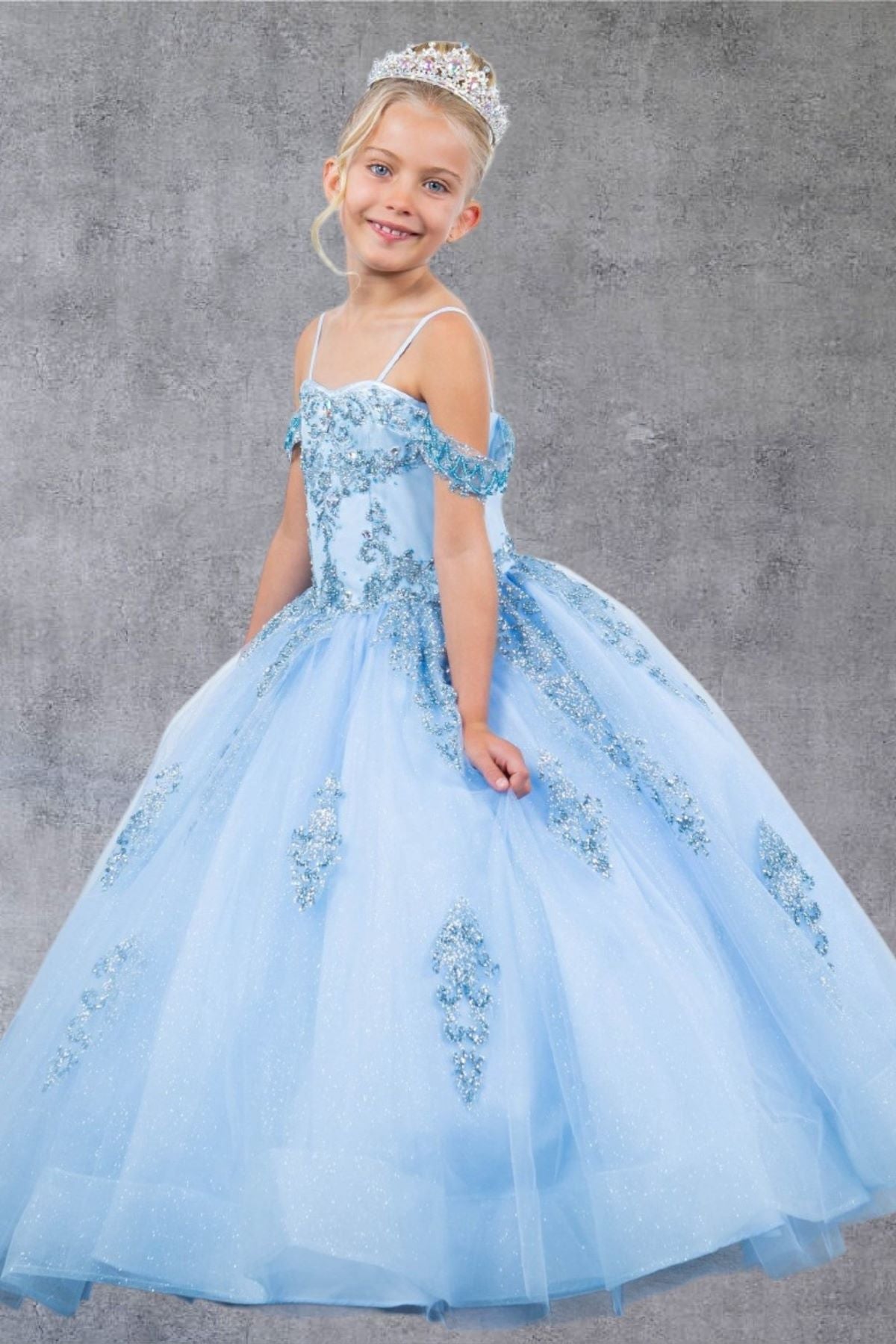 Cinderella Couture 8190 Glitter Applique A Line Flower Girl Dress