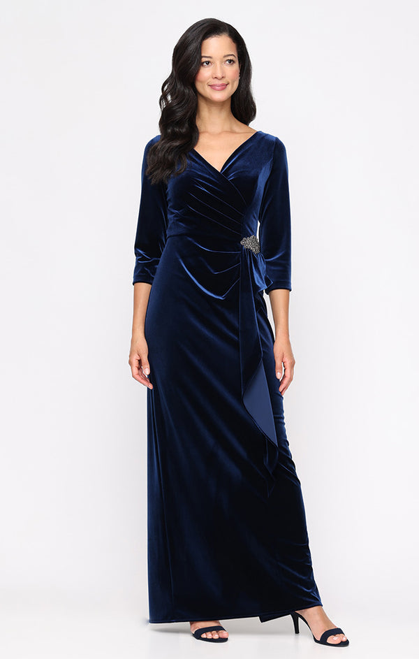 Alex Evenings D_AE81911003 V-Neck Floor-Length Velvet Formal Sheath/Column