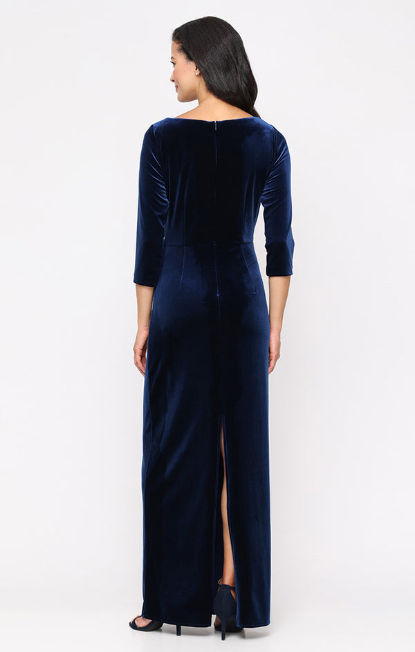 Alex Evenings D_AE81911003 V-Neck Floor-Length Velvet Formal Sheath/Column