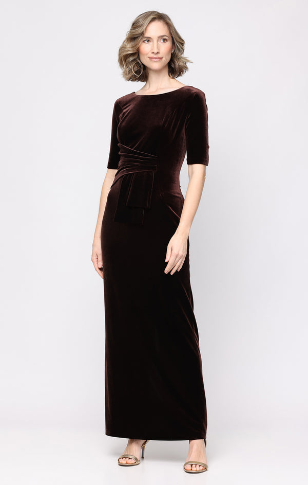 Alex Evenings 81911012 Bateau Floor-Length Velvet Mother of the Bride Sheath/Column
