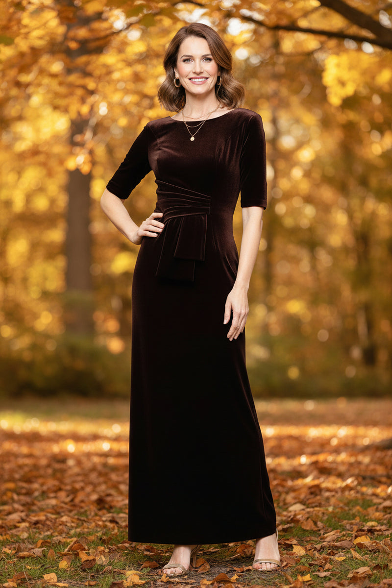 Alex Evenings 81911012 Bateau Floor-Length Velvet Mother of the Bride Sheath/Column