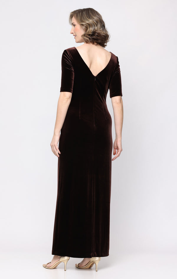Alex Evenings 81911012 Bateau Floor-Length Velvet Mother of the Bride Sheath/Column