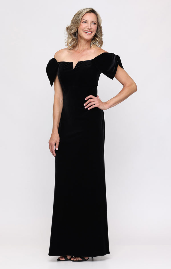 Alex Evenings 81911015 Off-the-Shoulder Floor-Length Velvet Formal Sheath/Column