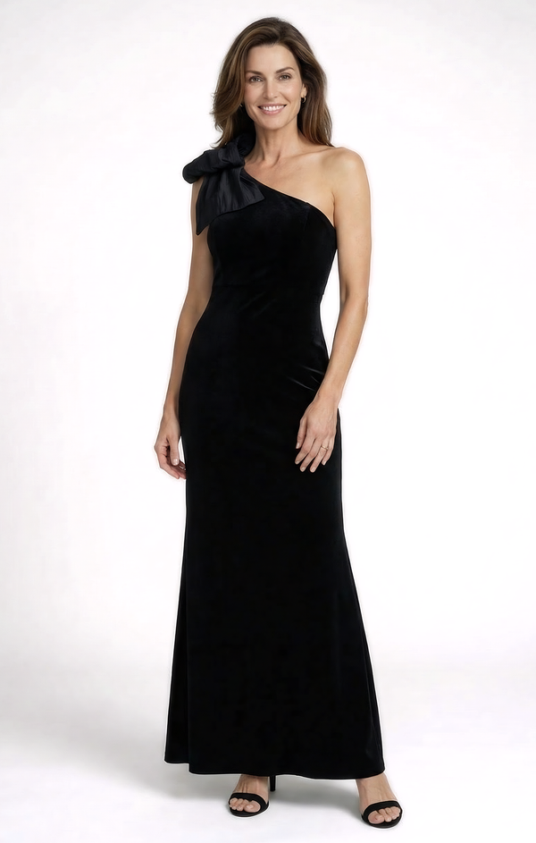 Alex Evenings 81911073 One-Shoulder Floor-Length Velvet Formal