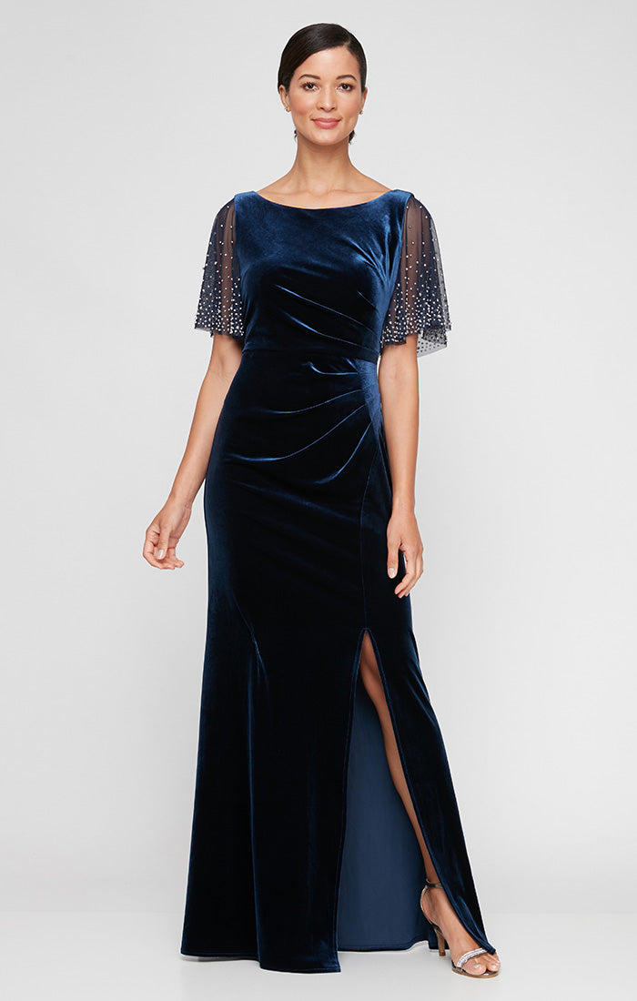 Mother of the Bride Dresses Long Mother of the Bride Slit Formal Dress Navy