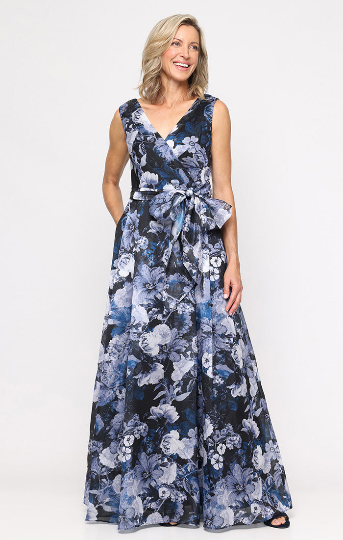 Formal Dresses Long Floral Print Formal Evening Dress Alex Evenings 8192029 Navy Multi