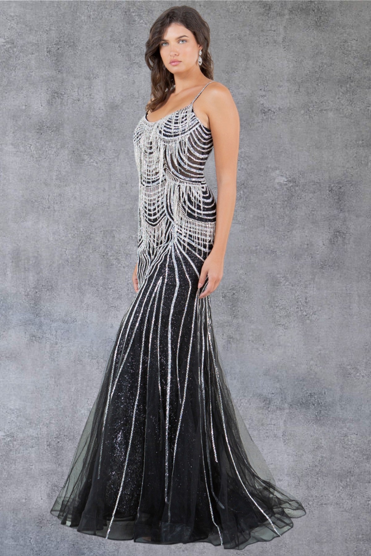 Cinderella Couture 8192J Beaded Long Lace Formal Prom Dress