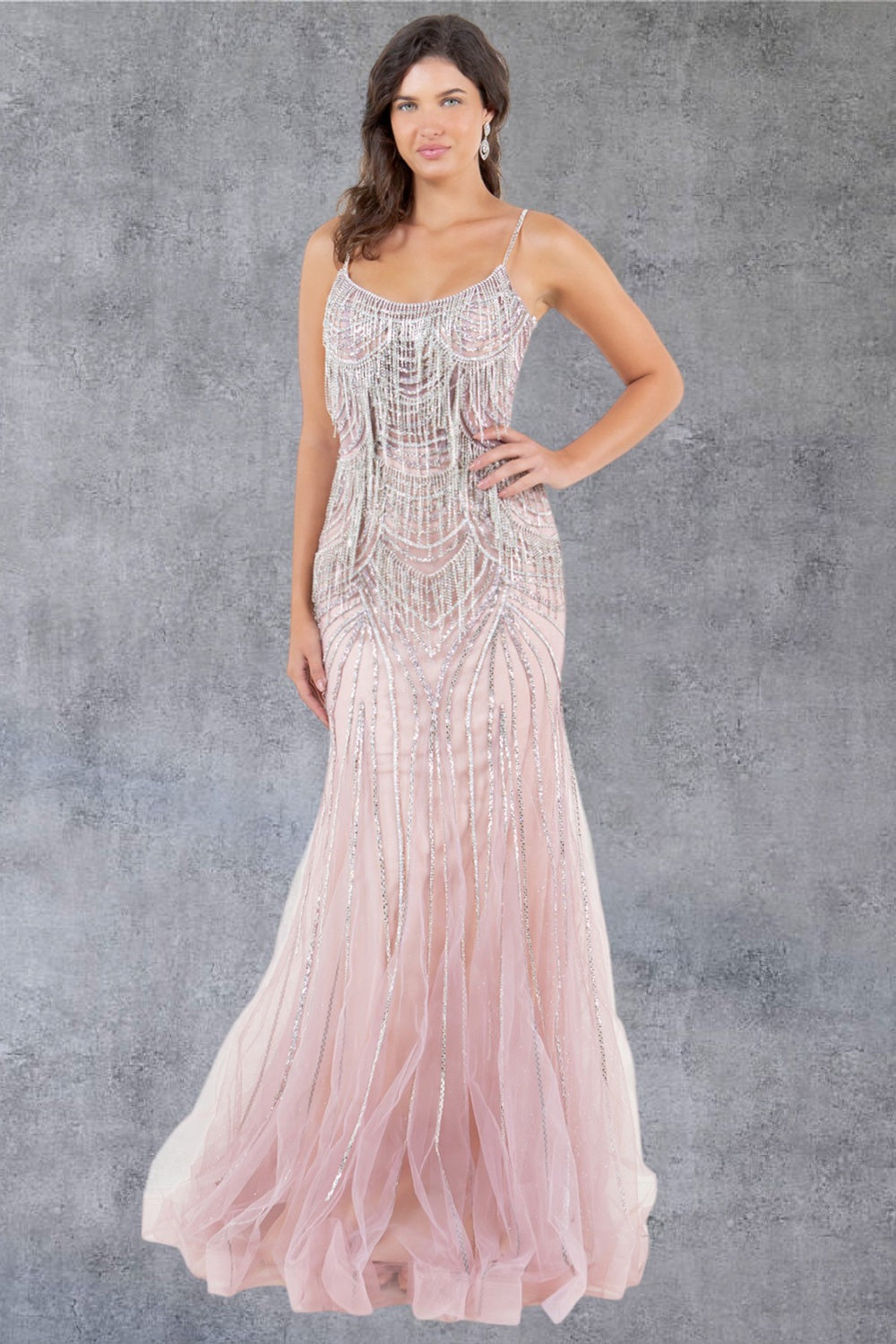 Cinderella Couture 8192J Beaded Long Lace Formal Prom Dress