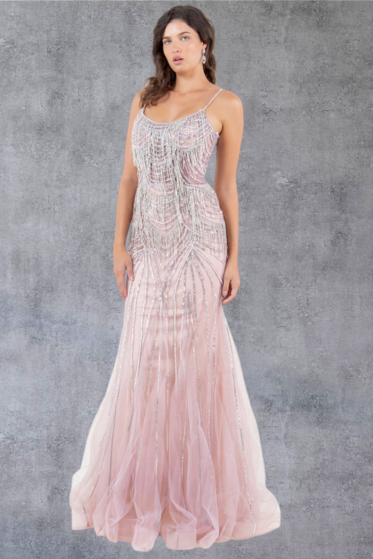 Cinderella Couture 8192J Beaded Long Lace Formal Prom Dress