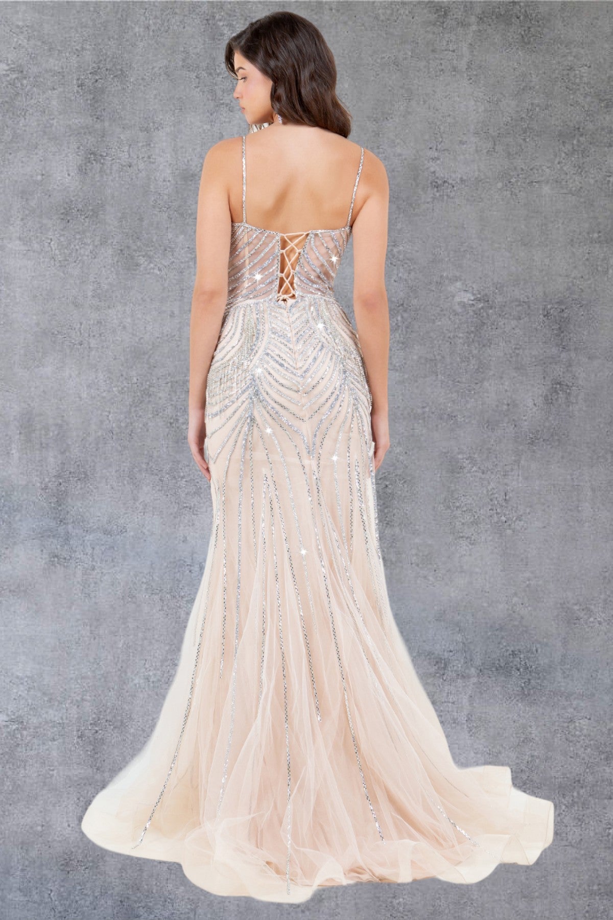 Cinderella Couture 8192J Beaded Long Lace Formal Prom Dress
