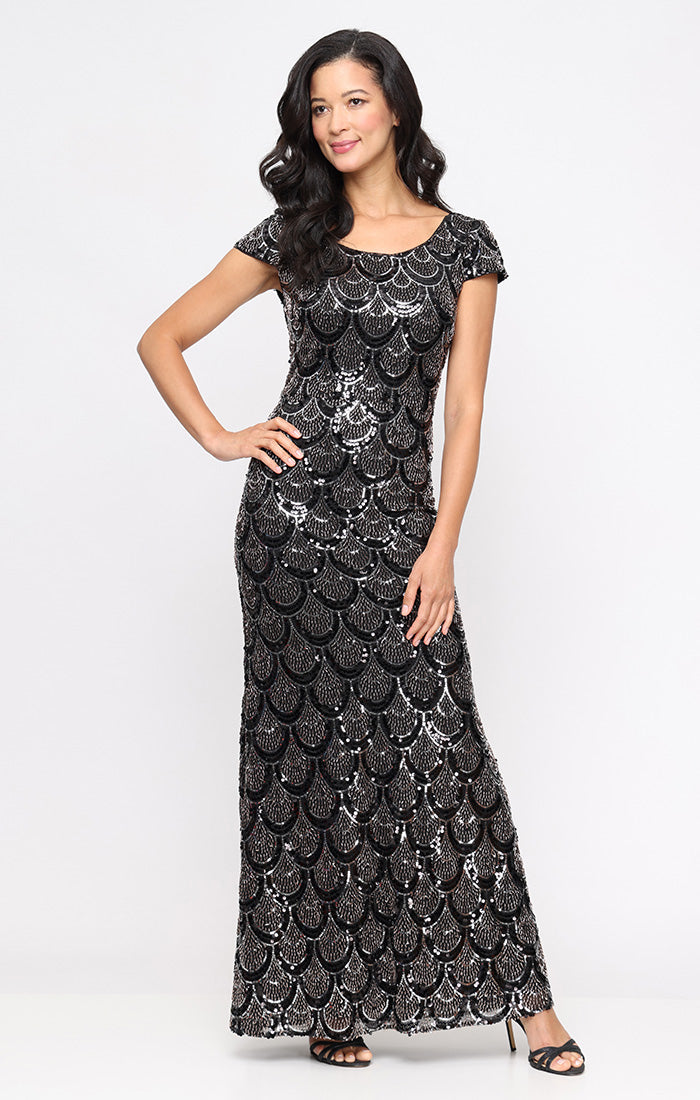 navy blue dress for baby girl Alex Evenings Sequin Rosette Cocktail Dress