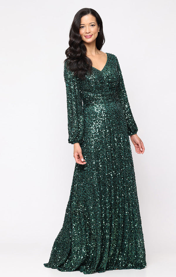 Alex Evenings 81961012 Long Formal A Line Sequin Mother of the Bride Dress