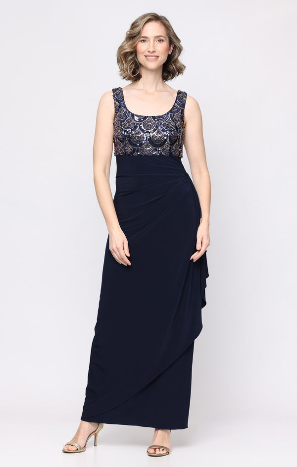 Navy Scoop Neck Long Sequin Formal Dress Jacket Alex Evenings 82961053
