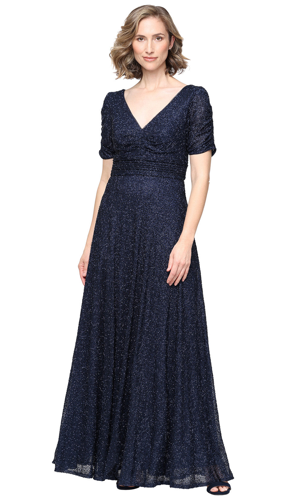 V-Neck Floor-Length Mesh Formal A-Line Alex Evenings 81961055