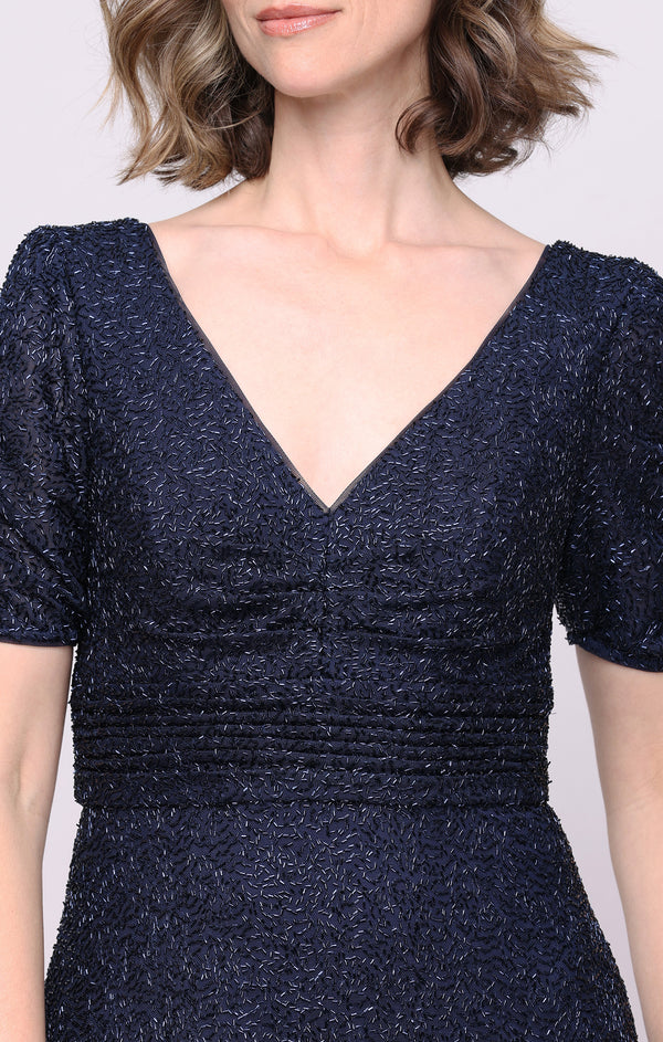 V-Neck Floor-Length Sequin Evening A-Line Alex Evenings 82961055