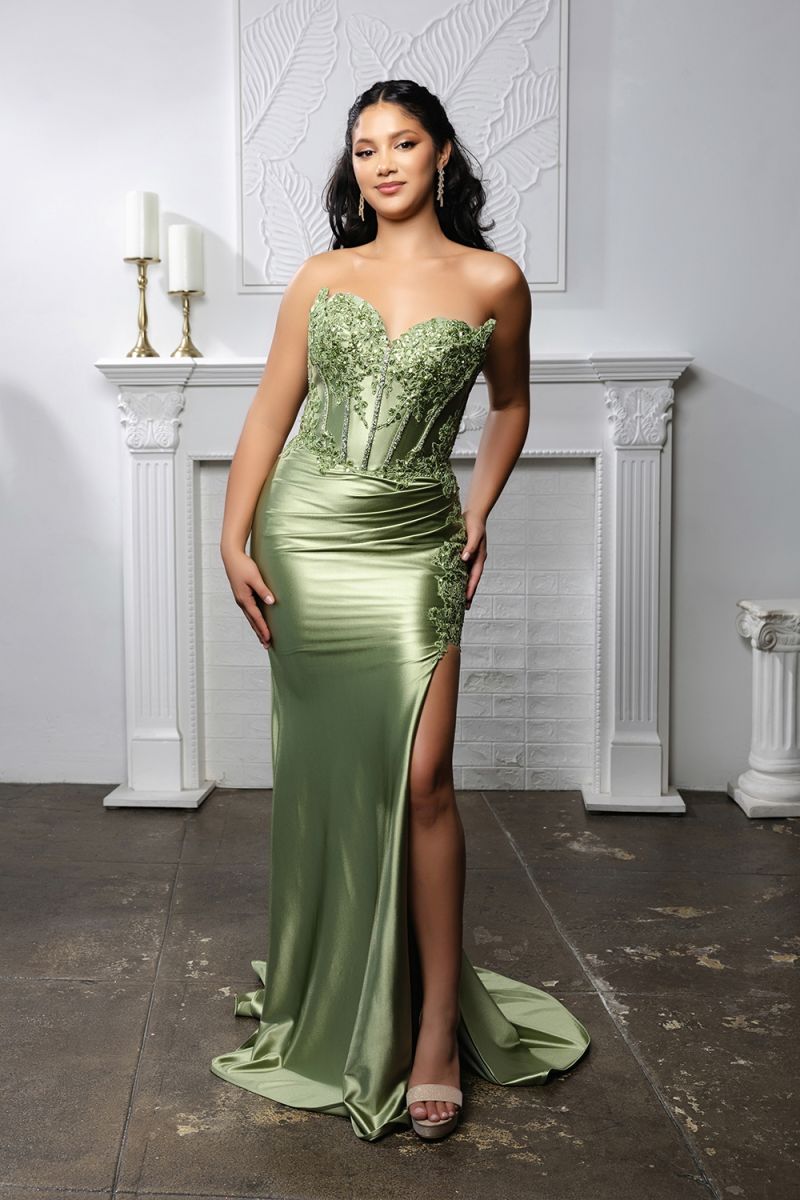 Sweetheart Floor-Length with Train Satin Prom Sheath Column May Queen 2207