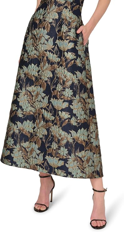 Adrianna Papell AP1E212604 Floral Metallic Jacquard Dress