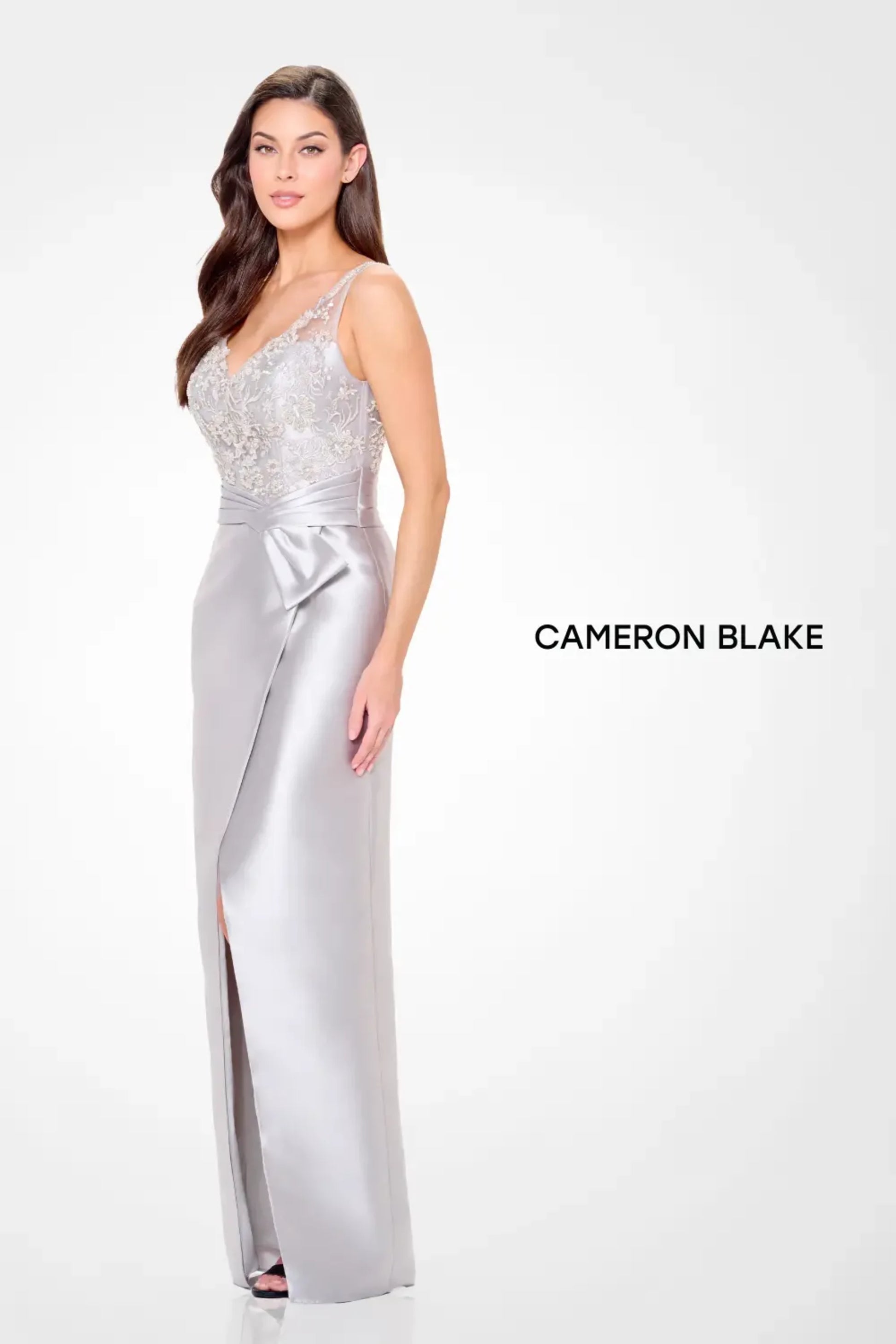 Cameron Blake CB3244 Long Beaded Lace Formal A Line Evening Dress